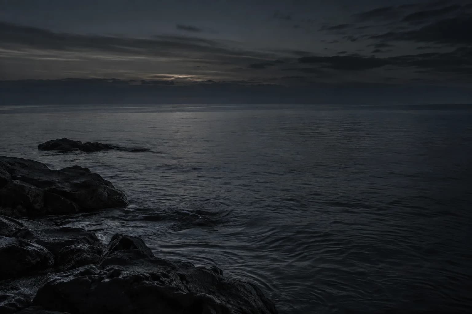 A quiet coastline at dusk